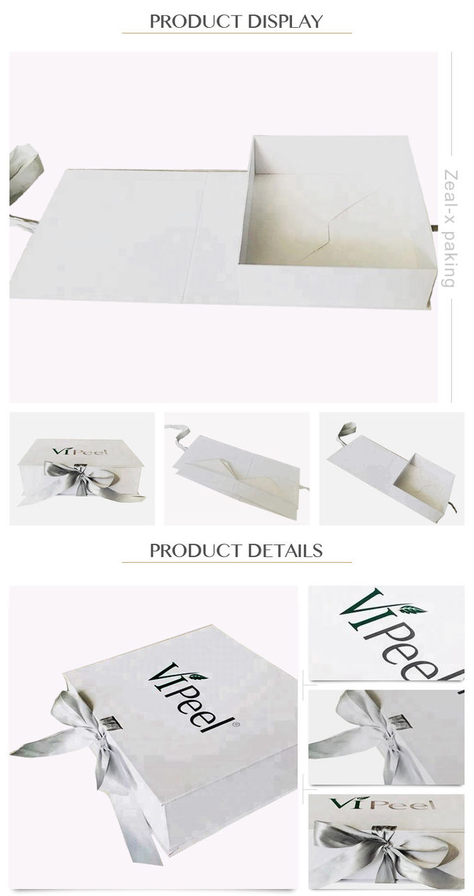 Impression rectangulaire se pliante de Panton de forme de ruban blanc de papier de boîte-cadeau de carton